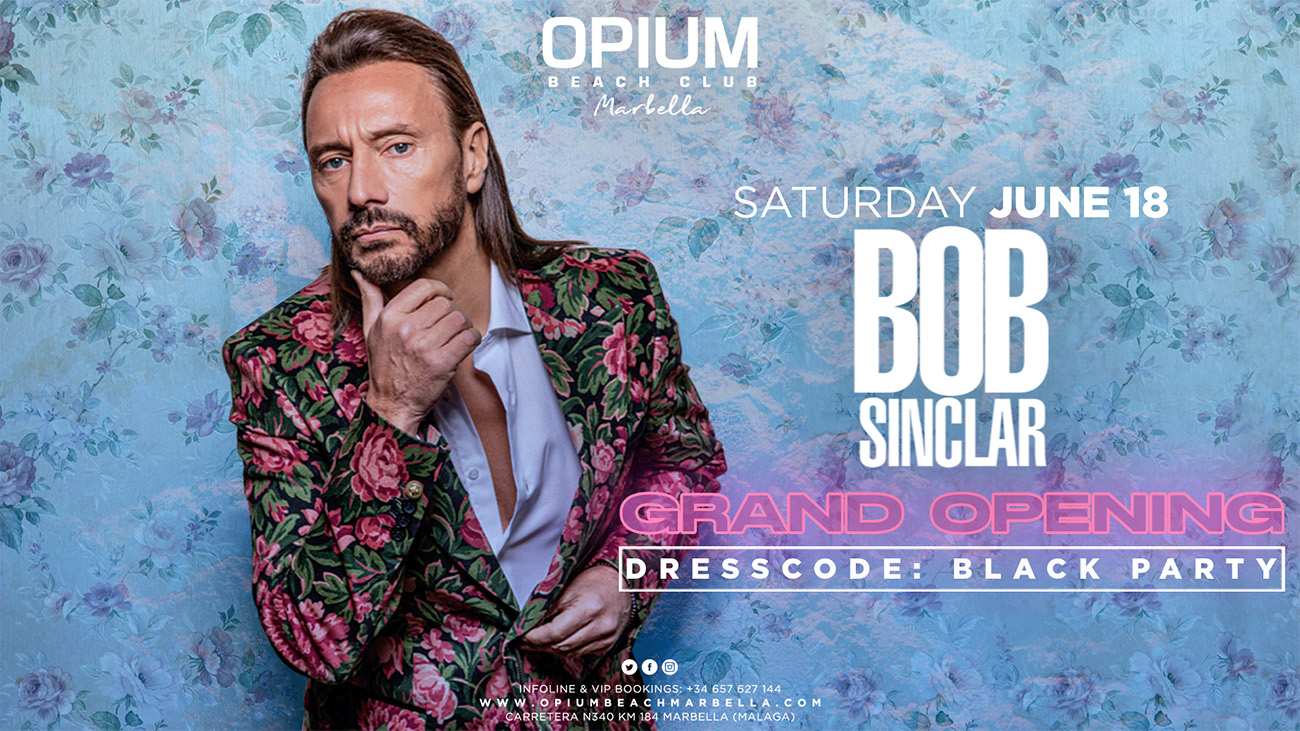 flyer Bob Sinclar gran opening Opium Beach Marbella